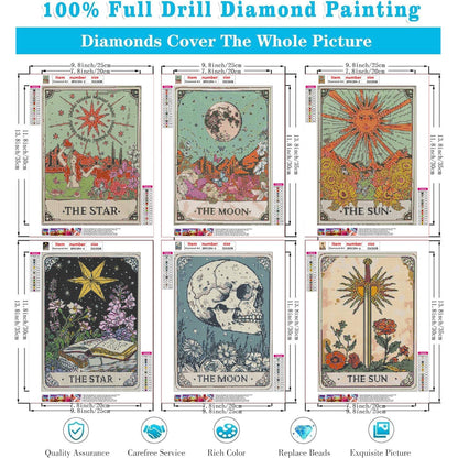 WUDWL Diamond Painting Kits for Adults - 6 Pack Sun and Moon DIY 5D Diamond Art Kits Full Drill Diamond Dots Paintings with Diamonds Gem Art and Crafts Home Decor 10 X 14 Inch