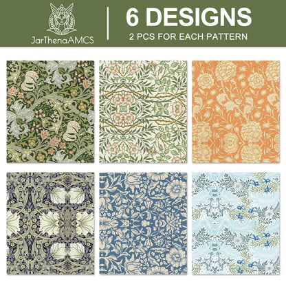 JarThenaAMCS 12 Sheets William Morris Wrapping Paper -Not Roll- Retro Floral Greenery Gift Wrap Paper Folded Flat Art Sheet for DIY Crafts Wedding Baby Shower Birthday, 19.7 x 27.6 Inch