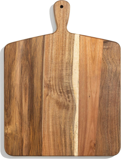 17" 13" Acacia Wood Cutting Board and Chopping Board with Handle for Meat, Cheese Board, Vegetables, Bread