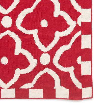 Vera Bradley Women's Cotton Double Knit Throw Blanket, Moorish Goji Berry Red, 70 X 50