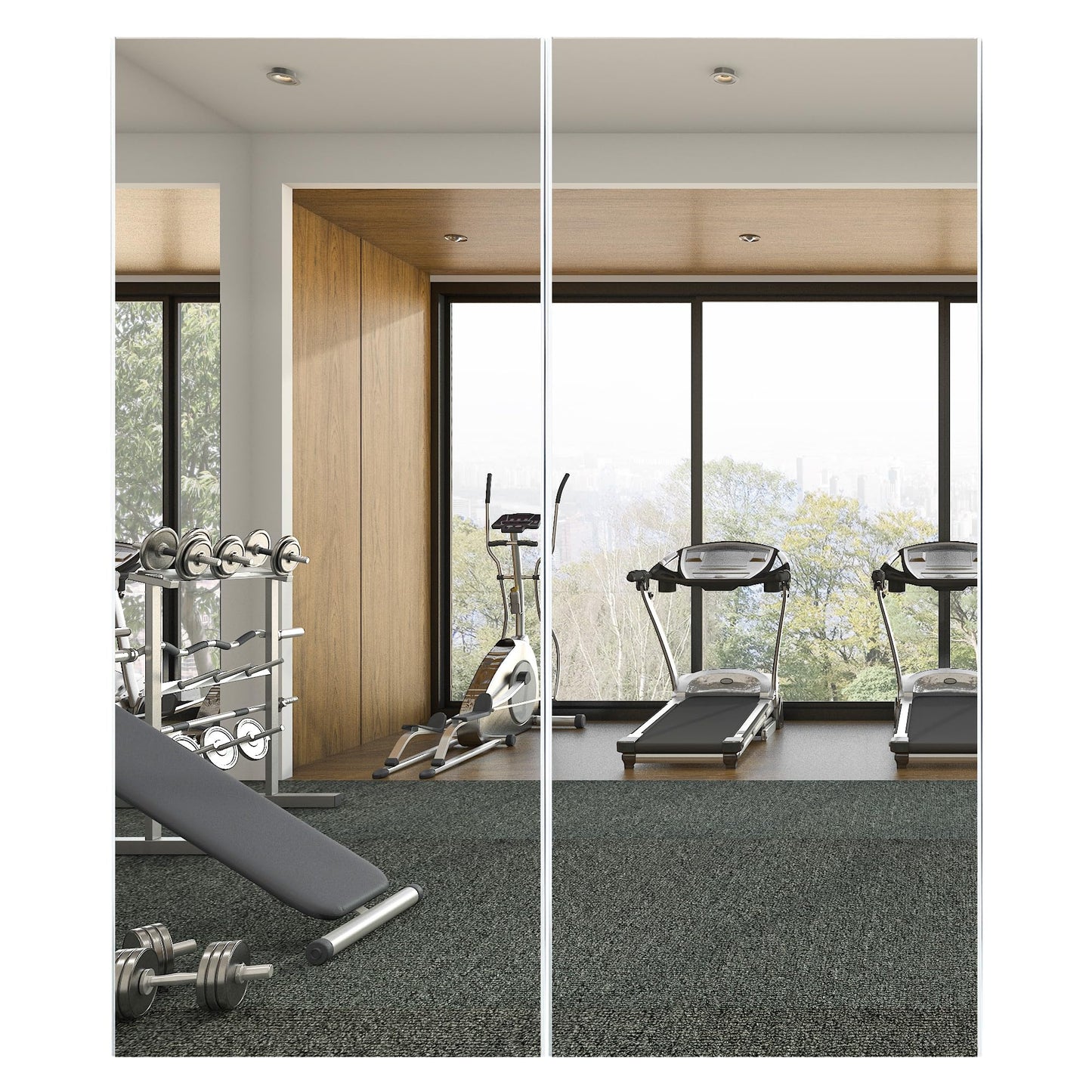 Nano Film Full Length Gym Mirror Shatterproof Oversized Full Body Glassless Mirror for Home Gym Dance Studio and Workout Room 36" x 72" Gold