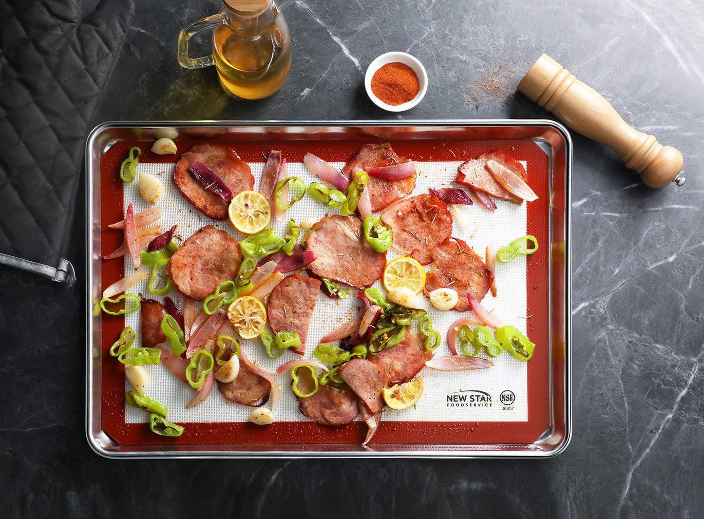 New Star Foodservice 36657 Commercial Grade Silicone Baking Mat Non Stick Pan Liner, 14 x 20 inch (Two-Thirds Size)