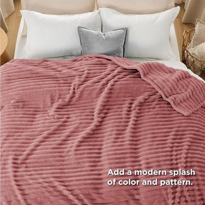 Bedsure GentleSoft California King Size Blanket - Cozy Dusty Pink Fleece Throw, 102x96 Inches