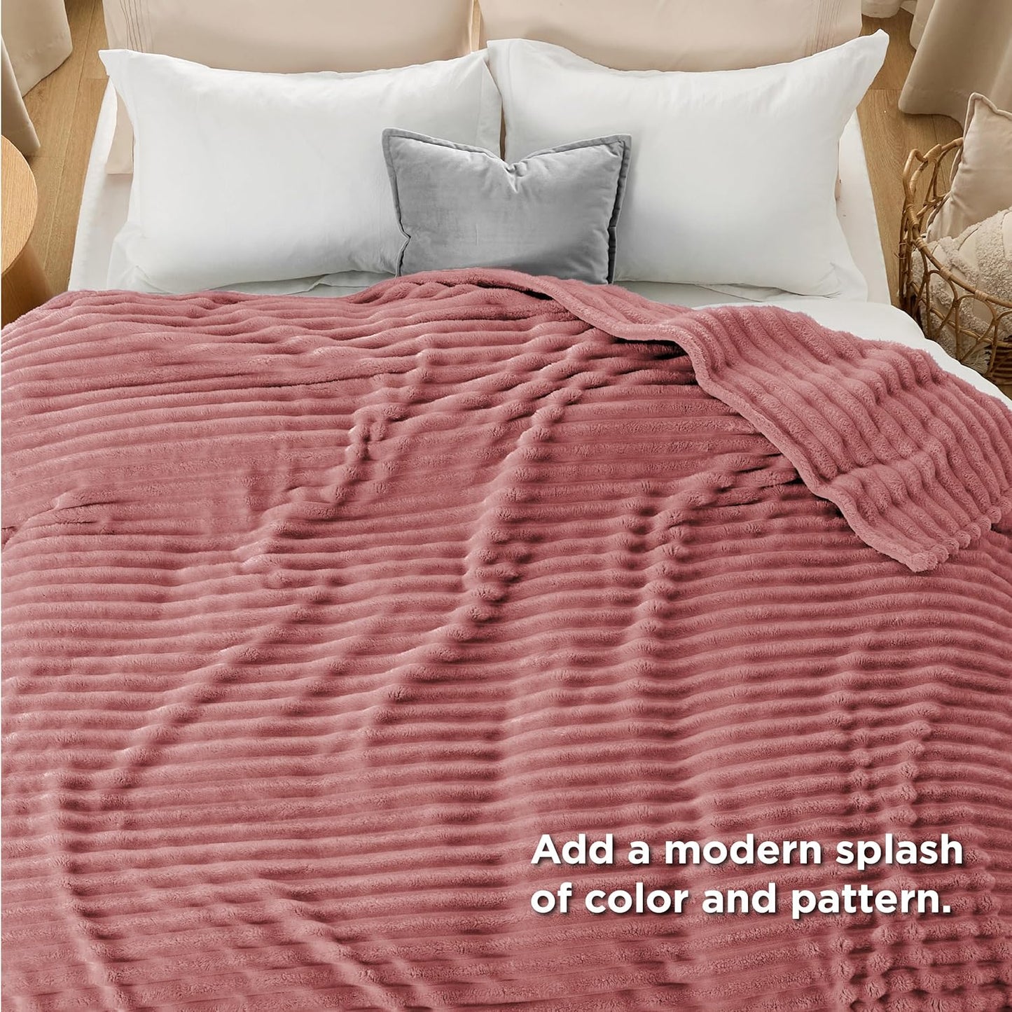 Bedsure GentleSoft Full Blanket - Cozy Dusty Pink Fleece Throw for Women | Perfect Birthday Gift, 84x90 Inches