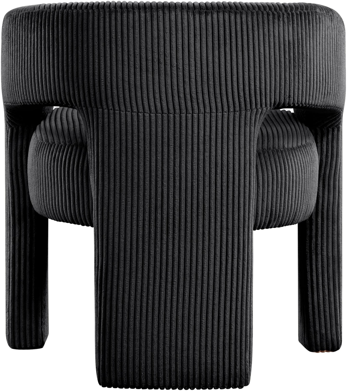 Meridian Furniture 11055Black-C Riz Collection Modern | Contemporary Accent/Dining Chair with Soft Black Microsuede Corduroy Fabric, Solid Wood Inner Frame, 26" W x 23.5" D x 28" H, Black
