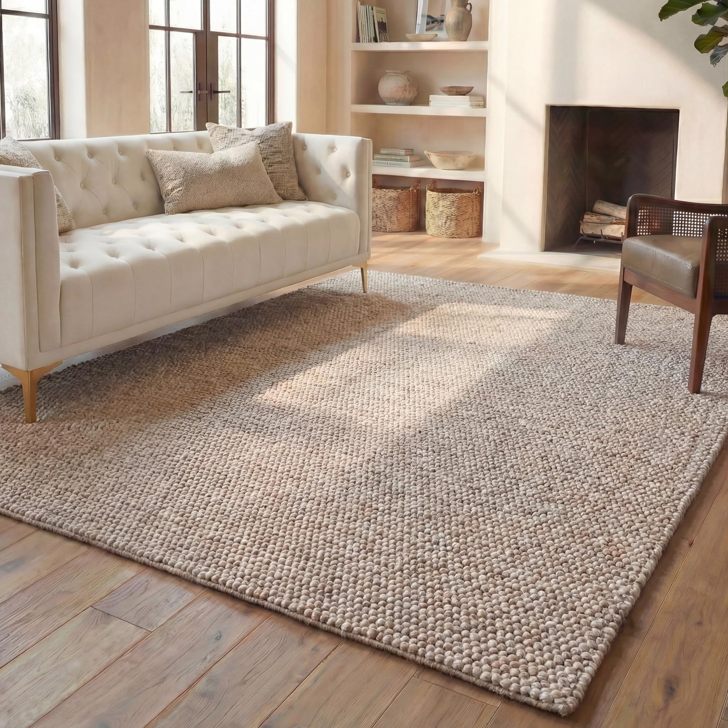 SAFAVIEH Area Rug 8x10 - Natura Collection - Large - Brown, Handmade Wool Blend, Textured Design, Ideal for Living Room, Bedroom, Dining Space (NAT620T)