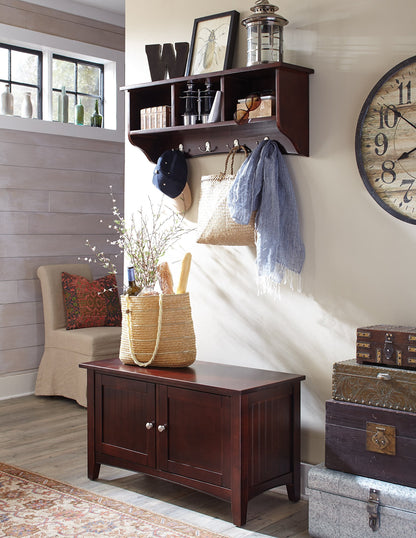 Alaterre Furniture Shaker Cottage Wall Mounted Coat Hook with Cubbies and Storage Bench/Cabinet Set, Espresso