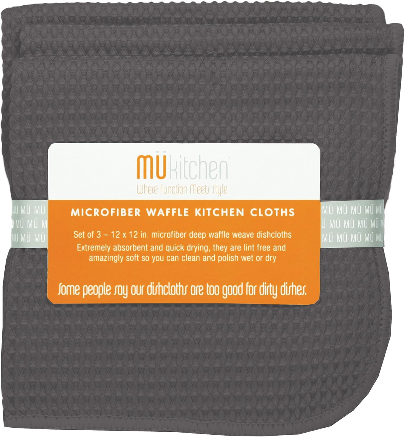 MÜkitchen Waffle Microfiber Cloth - Set of 3, Durable & Super Absorbent for Cleaning & Drying