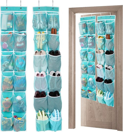GOMAJI Hanging Shoe Organizer - 12 Large Pockets Over The Door Storage | Turquoise