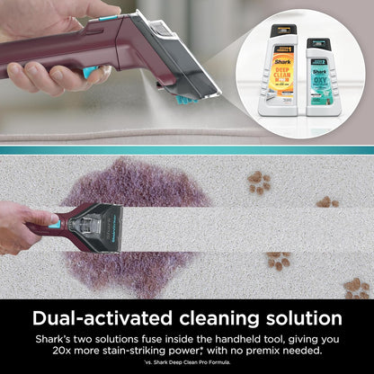 Shark Carpet Cleaner Machine - Portable Upholstery Stain Remover with 2 Solutions & 3 Tools | Perfect for Pet Hair, Burgundy