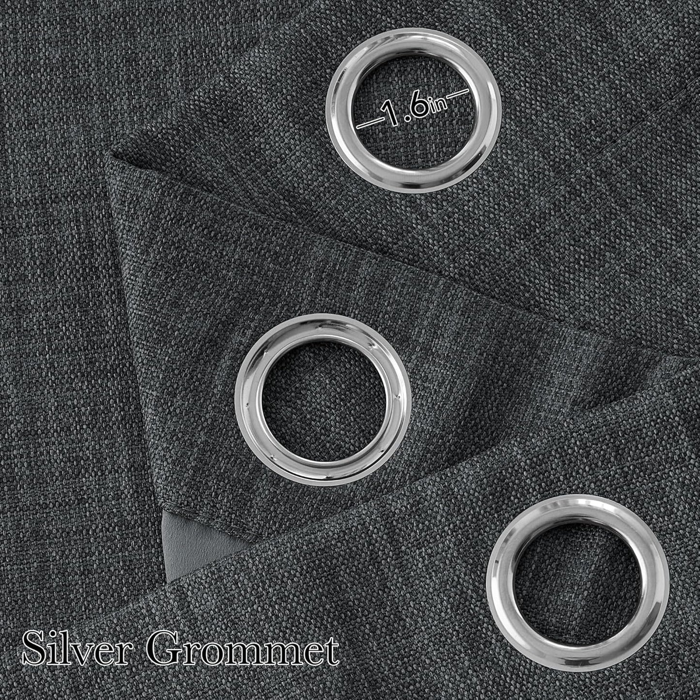 NICETOWN Blackout Curtains - Charcoal Gray Faux Linen Privacy Panels, 63" Long | Modern Farmhouse Style, 2 Panels