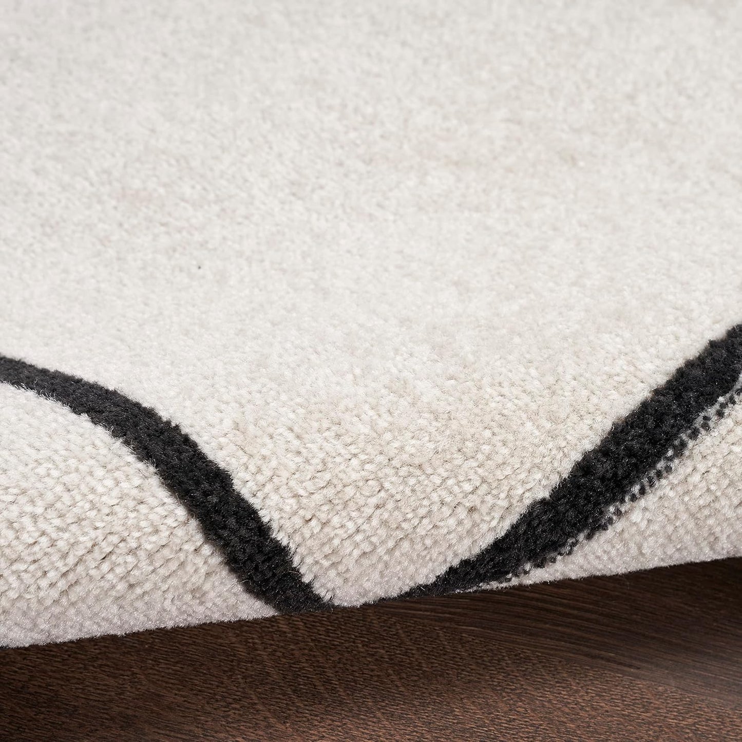 2' 6' (6' Nourison Home Nourison Essentials Ivory/Black x Area Rug - Easy Clean, Non Shedding, Bed Room, Living Room