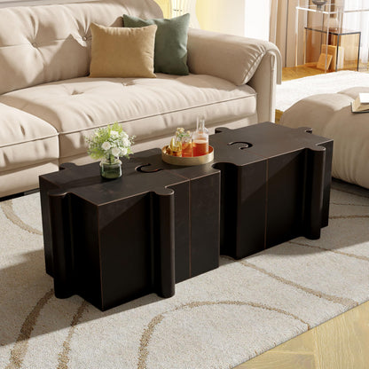 Christopher Knight Home Daton 3 Piece Interlocking Outdoor Side Table Set, Modular Lightweight Concrete Coffee Table, Convertible MGO End Table for Indoor&Outdoor, Design for Creative Set Up, Copper