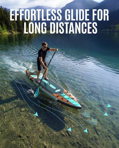 ZLX 11'6" Extra Wide Inflatable Paddle Board with Seat, Touring Stand Up Paddleboard, Fast Long-Distance SUP, Stable Center Fin, Portable Backpack & Accessories for Adults, 500lb/3 People/Family
