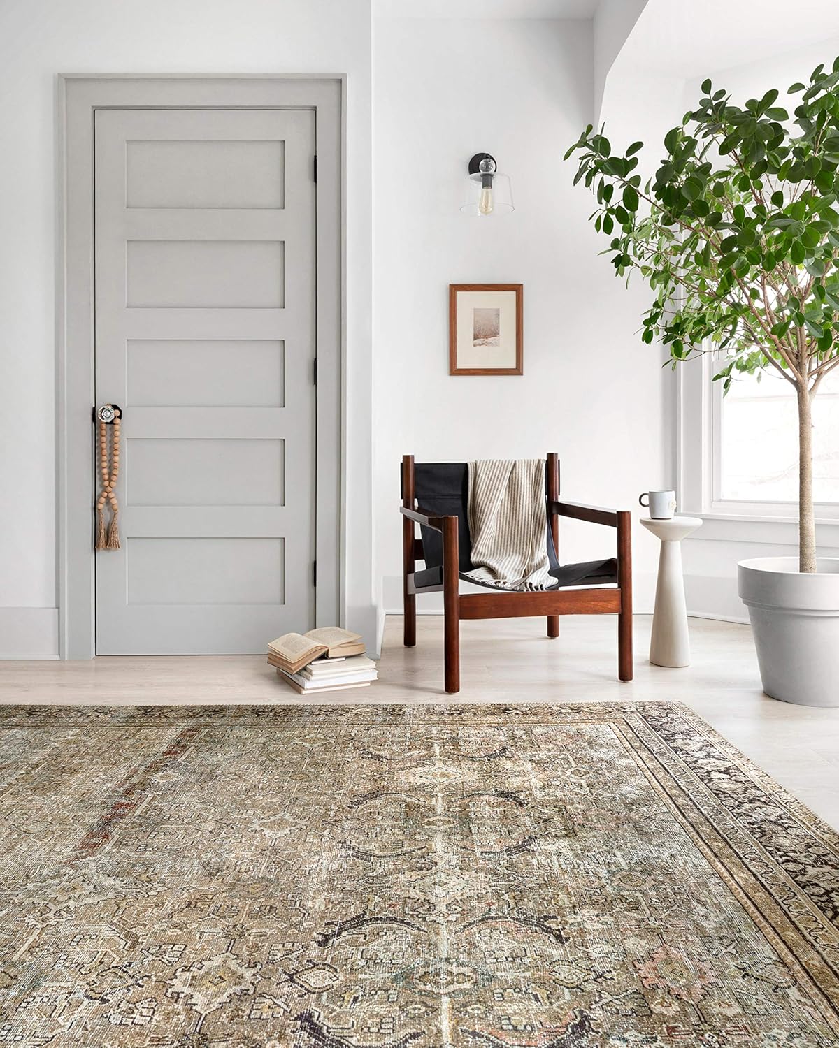 Loloi Layla Collection Accent Rug - Olive/Charcoal 2'-3" x 3'-9", Soft, Durable, Vintage Inspired