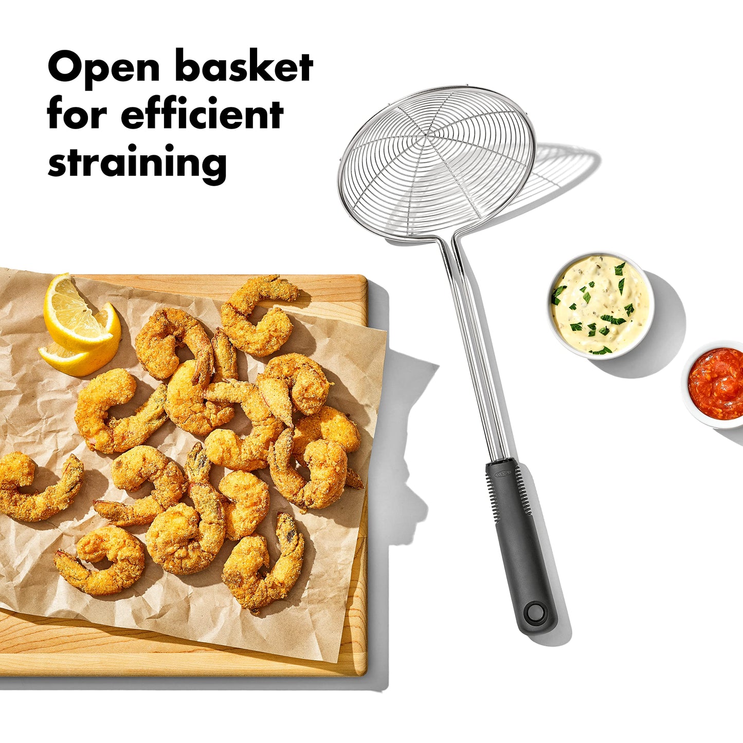 OXO Good Grips Stainless Steel Spider Scoop & Strain Skimmer,Black