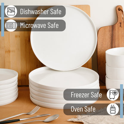 BTaT- White Cereal Bowls, Set of 6, 22 Ounces and Porcelain White Dinner Plates, Set of 6, 10.6 inch