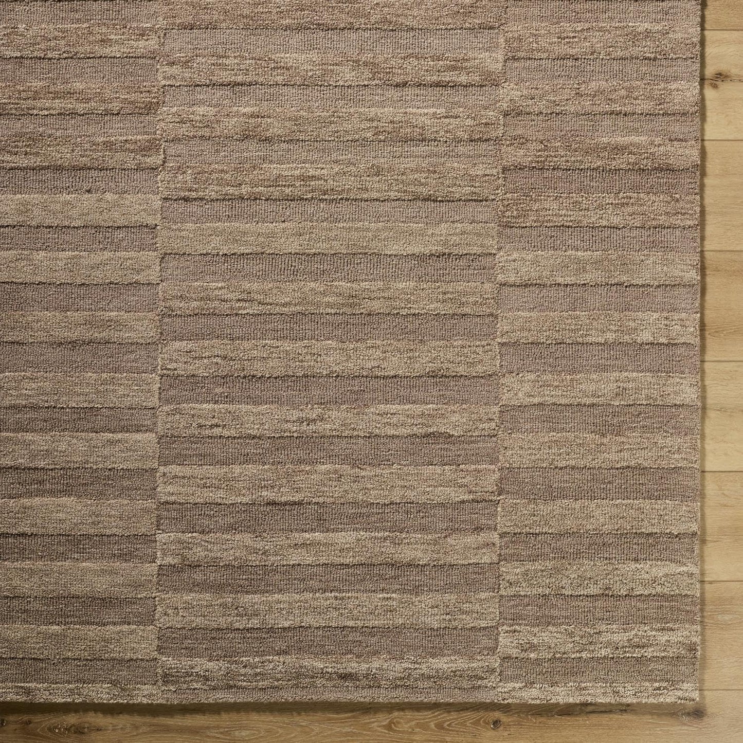 Livabliss x Our PNW Home Area Rugs - 8x10 Idaho Modern Brown Rug for Living Room Bedroom - Large 100% Wool Hand Tufted Beige Sandstorm Carpet for Home Office, Kitchen and Dining Room (8' x 10')