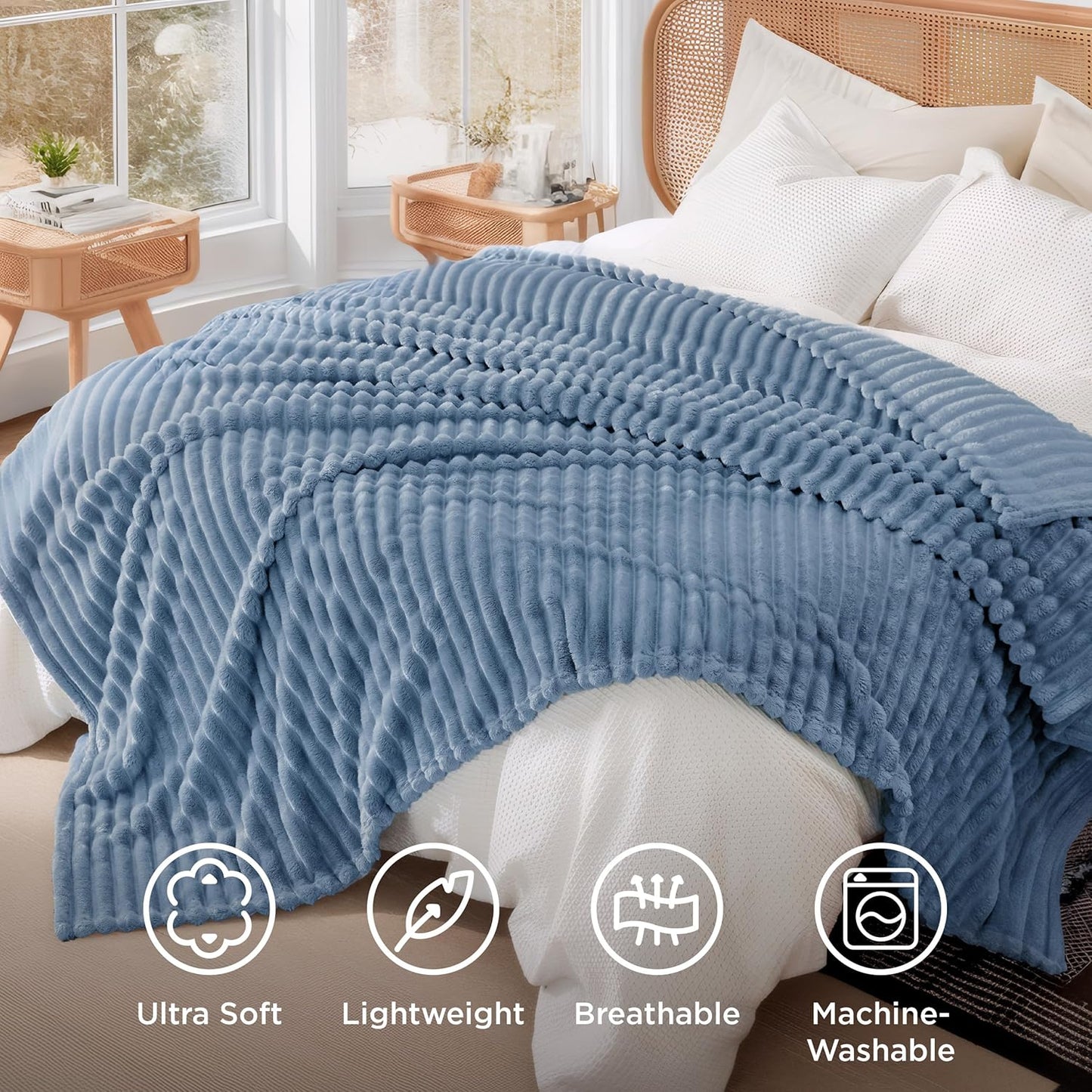 Bedsure GentleSoft King Blanket - Cozy Blue Throw for Couch, Perfect for Women | 108x90 Inches
