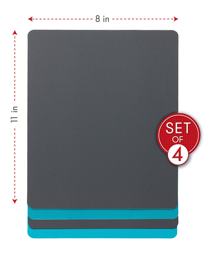 Dexas Heavy Duty Cutting Board Grippmat, Flexible Cutting Boards for Kitchen, Set of 4, Non Slip Plastic Board Cutting Mat 8 by 11 inches, Gray and Turquoise Set Kitchen Gadgets
