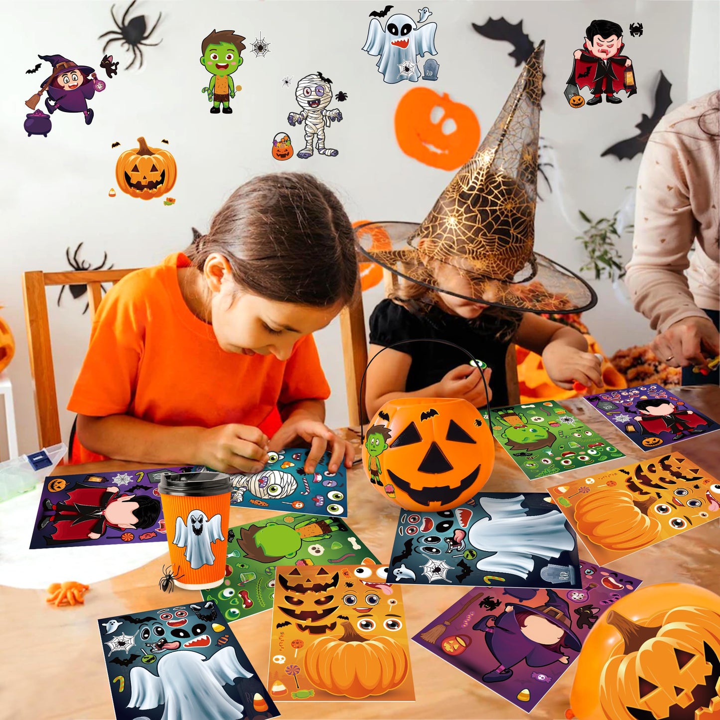 LINAYE 120 Sheets Halloween Stickers Crafts for Kids Toddlers, Make Your Own Halloween Stickers for Goodie Treat Bag Fillers Game Activities for Kids Toddlers Party Favors