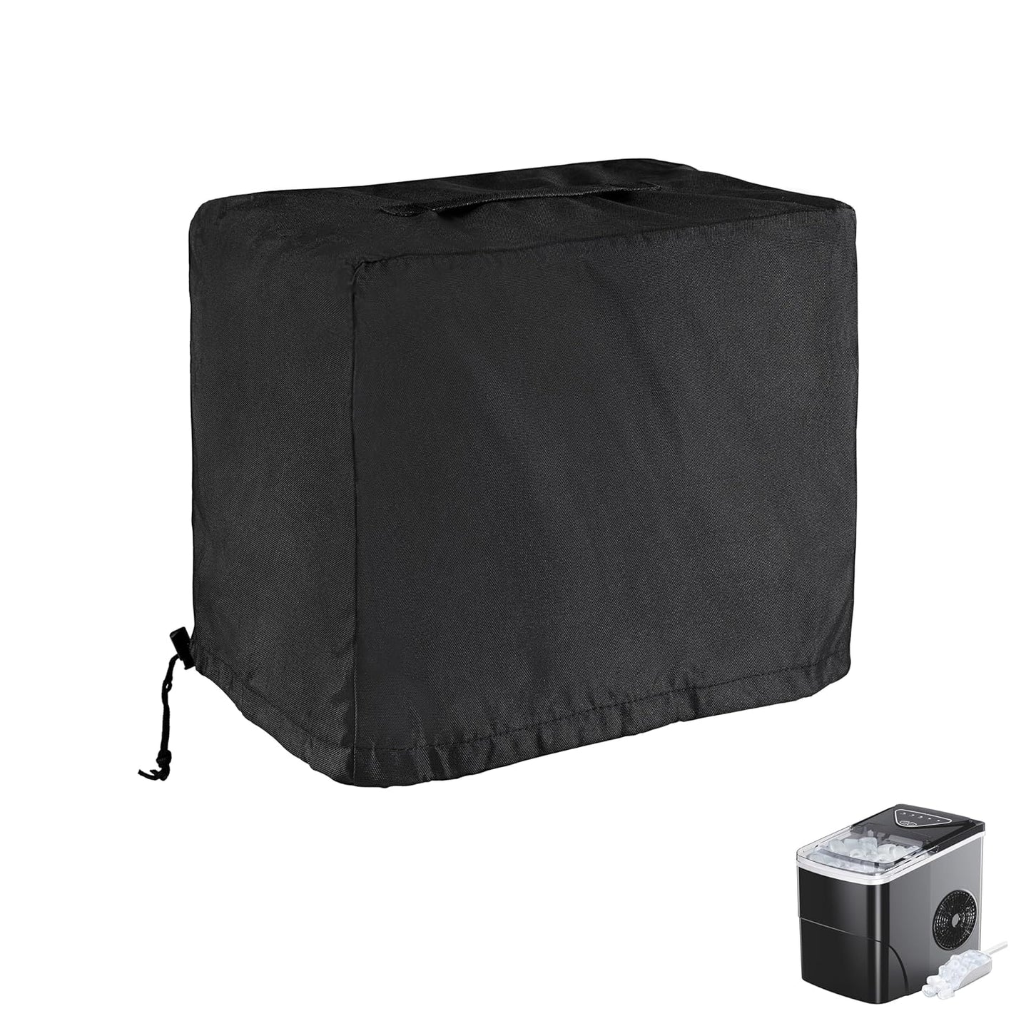 Ice Maker Cover, Waterproof Protective Cover for Countertop Ice Maker Machine, Portable Ice Cube Maker (Black)