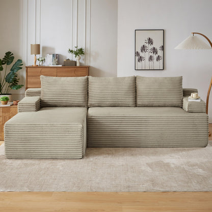 96" L Shaped Cloud Sectional Couch with Chaise, Deep Seat Modular Sectional Sofa Corduroy Memory Foam Sofa Boneless Couches for Living Room Bedroom, No Assembly Required