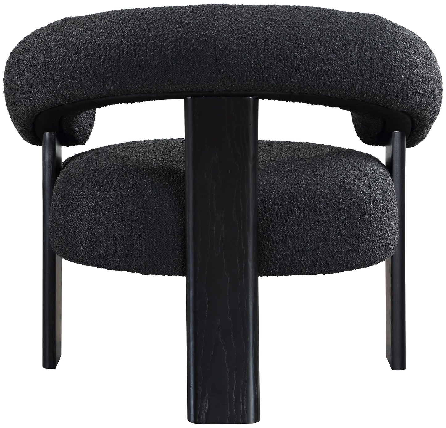 Meridian Furniture 497Black Winston Collection Mid-Century Modern Upholstered Accent Chair with Rich Boucle Fabric, Solid Wood Finished Legs, 35.5" W x 29" D x 30" H