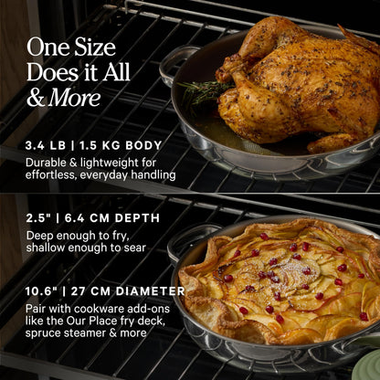 Our Place Titanium Always Pan Pro | 10.6" PFAS-Free Nonstick Frying Pan with Spatula | Chef-Grade Tri-Ply Stainless Steel & Aluminum Build | Induction & Oven-Safe up to 1000°F | Chrome