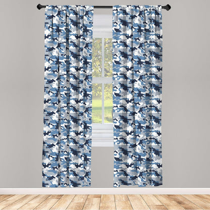 Ambesonne Camouflage Window Curtains, Abstract Soft Colors Pattern Surreal Shapes Design Art, 2-Panel Set - 28" x 63",
