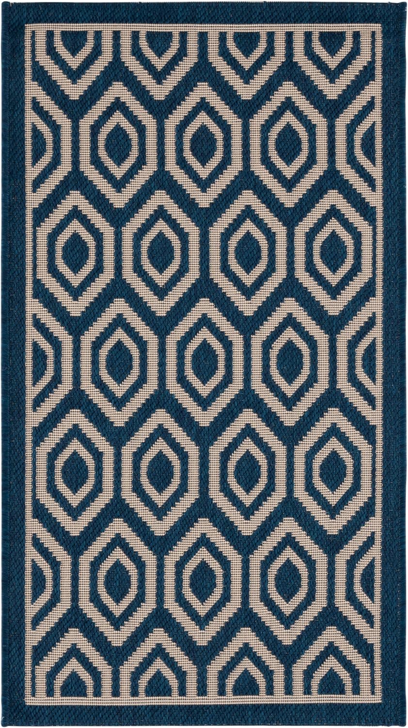 SAFAVIEH Courtyard Collection 2' x 3'7" Navy/Beige CY6902 Indoor/Outdoor Waterproof Accent Rug for Patio, Backyard