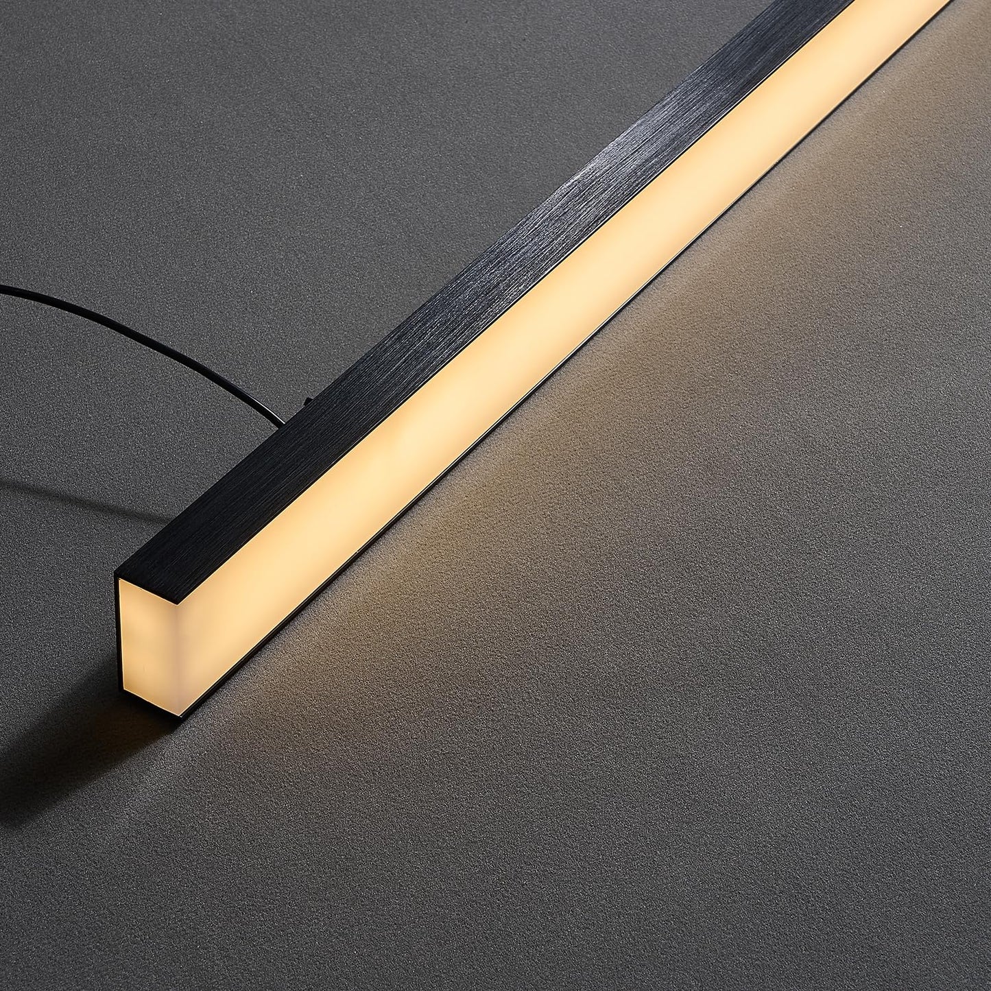 Black long chandelier, dining room light, Nordic modern minimalist style, office, long bar counter, kitchen light, color temperature adjustable from 3000K to 6000K, LED chandelier, 70.87 inches