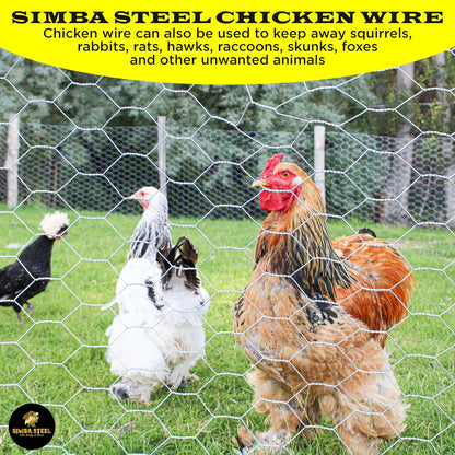 12 100 1 20GA 12 100) Chicken Wire in x FT x Mesh x | Poultry Wire Netting | Hot Dipped Galvanised | Hexagonal
