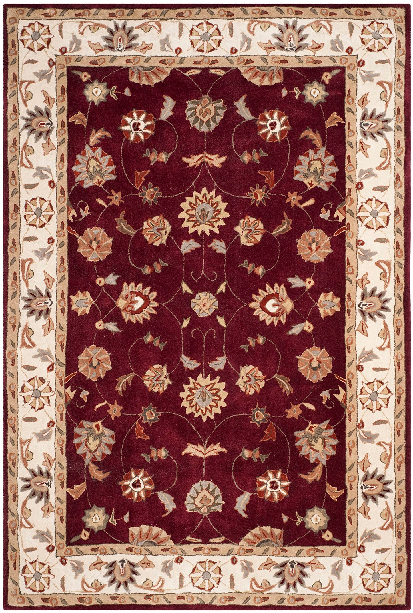 SAFAVIEH Area Rug 8x10 - Total Performance Collection - Large - Red & Ivory, Hand-Hooked, Oriental Design, Ideal for Living Room, Bedroom, Office, Dining Space (TLP725A)