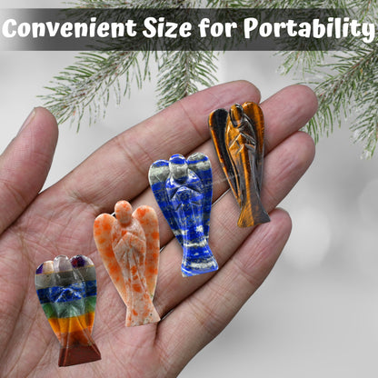 Amazing Gemstone Crystal Angel Figurines Bulk Set for Meditation Crystal Grid Gift - Wholesale Bulk Crystals and Healing Stones Premium Gemstones for Protection and Healing Energy - Pack of 5