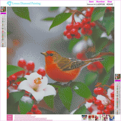 Lvmuu Large Bird Diamond Art Kits for Adults, 5D DIY Flowers Full Round Drill Spring Diamonds Painting for Beginners Gem Art Paint By Number Art Crafts Home Wall Decor 16x16inches
