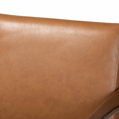 Baxton Studio Bianca Mid-Century Modern Walnut Brown Finished Wood and Tan Faux Leather Effect Lounge Chair