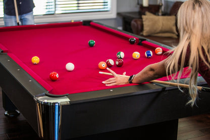 Mizerak Donovan II 8' Billiard Table with 2 Cues, Set of Billiard Balls, Triangle Brush and 2 Chalk