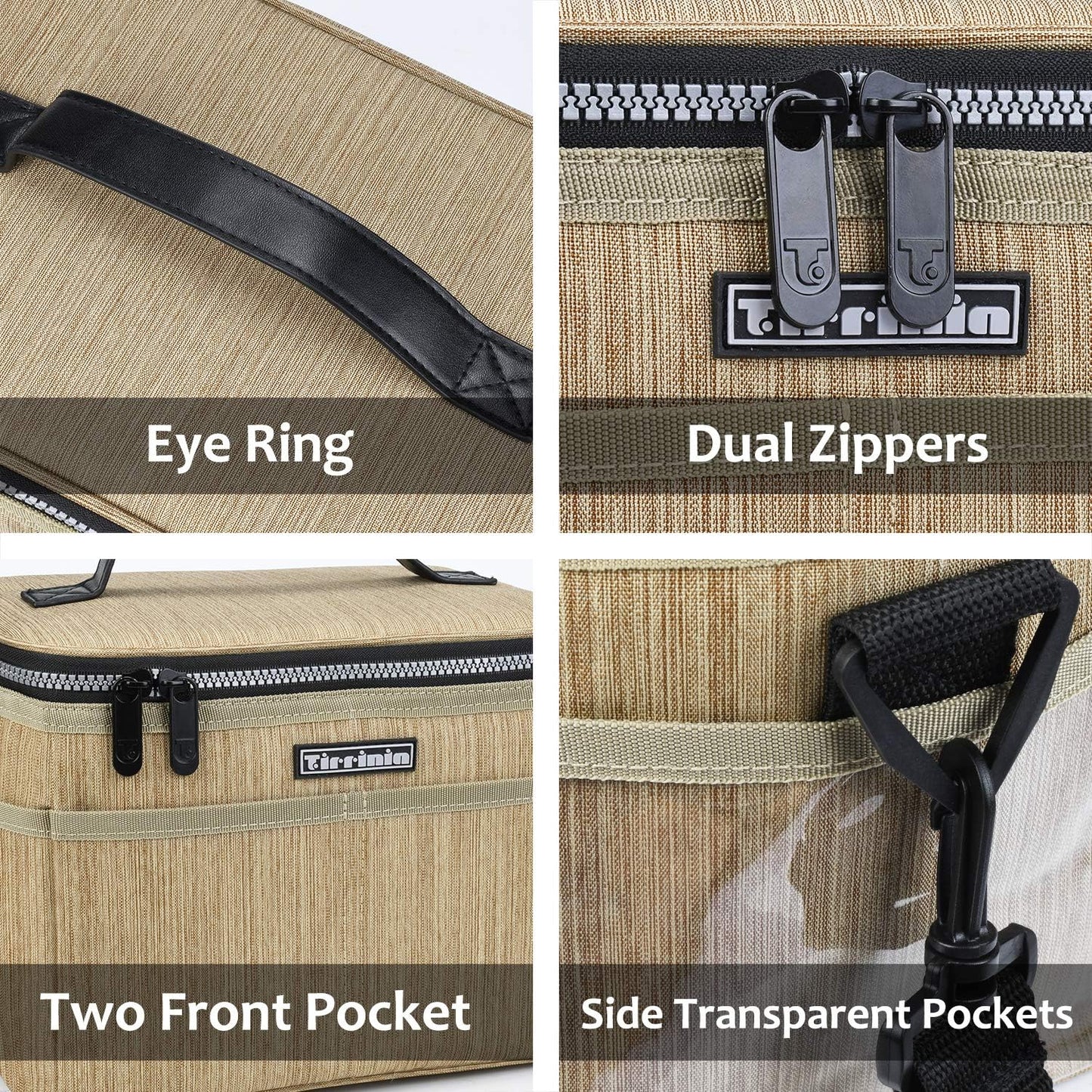 Tirrinia Insulated Lunch Bag, Leakproof Lunch Box for Work, School, Soft Lunchbox for Kids, Adult Cooler Bag, Khaki