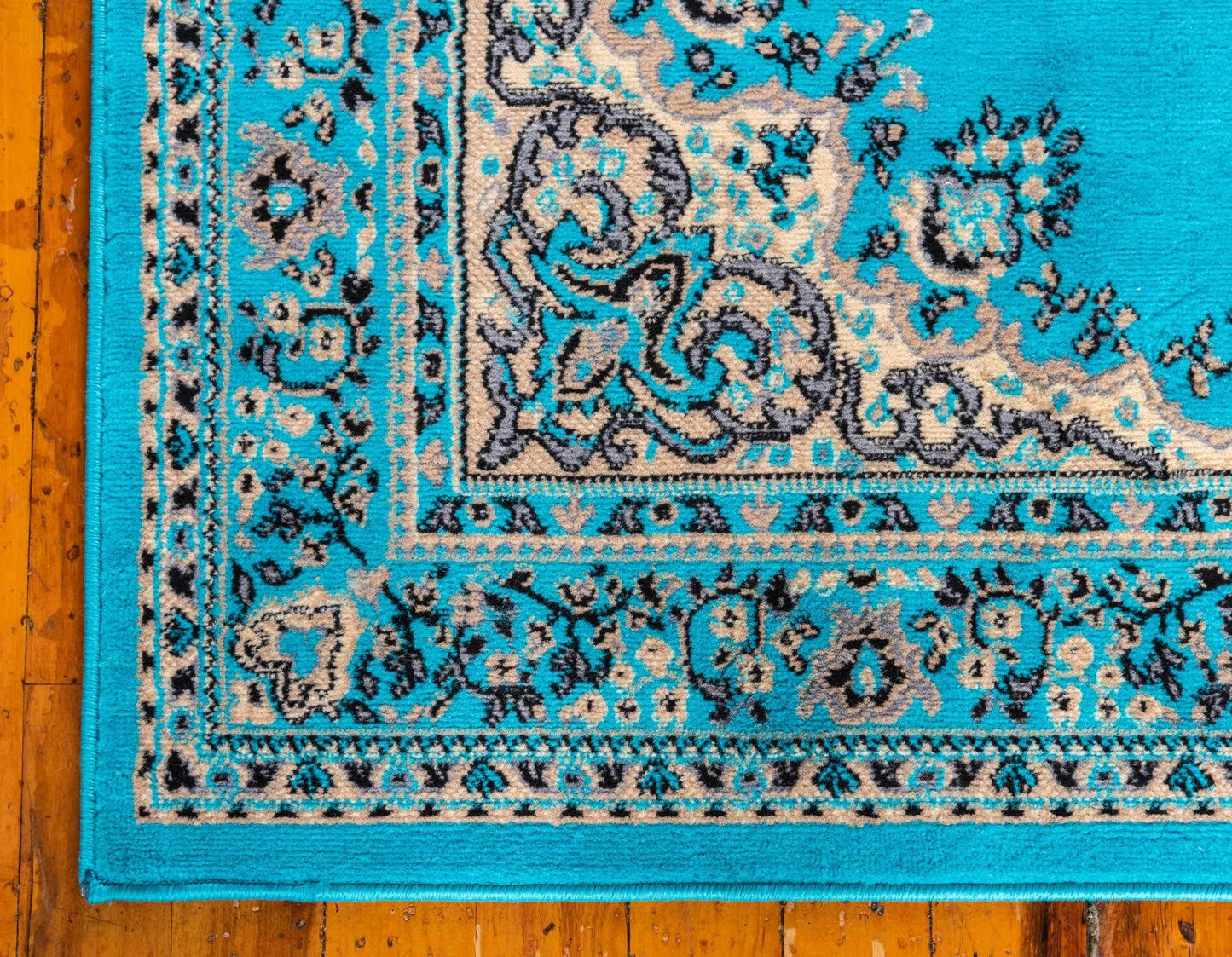 Unique Loom Reza Collection Traditional Persian Style Area Rug, 9 ft 10 in x 13 ft, Turquoise/Ivory