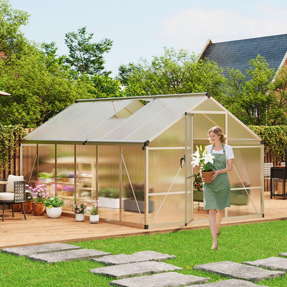 IDEALHOUSE 8×12 FT Greenhouse, Large Walk in Greenhouses for Outdoors and Garden Planting, Polycarbonate Greenhouse with Enhanced Aluminum Frame, Green Houses with Quick Setup Structure and Roof Vent