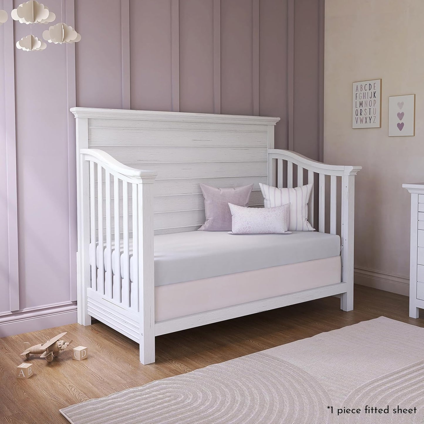 1 Evolur Piece Rock Grey Full Crib Solid Fitted Sheet, Fitted Crib Sheet for Standard Crib and Toddler Mattress, Soft
