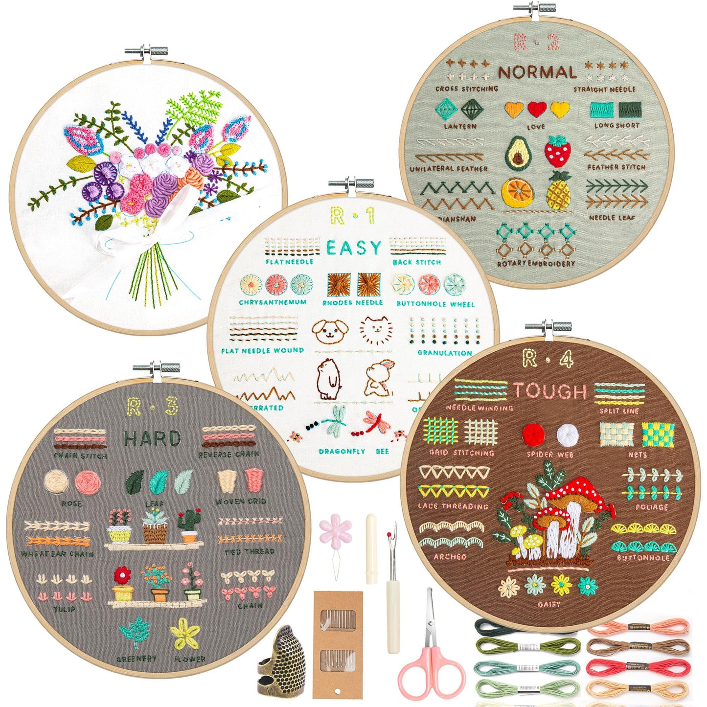 Culberta Embroidery Kit for Adults Beginner, Needlepoint Kits, Cross Stitch Craft Set with HD Video Tutorials, Hand DIY Art Supplies for Gifts (A)