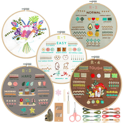 Culberta Embroidery Kit for Adults Beginner, Needlepoint Kits, Cross Stitch Craft Set with HD Video Tutorials, Hand DIY Art Supplies for Gifts (A)