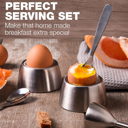 Eparé Egg Cracker Tool with Egg Cups and Spoon for Soft Boiled Eggs