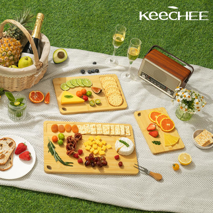 Bamboo Cutting Board, Durable Wood Cutting Boards for Kitchen with Deep Juice Grooves & Built-in Handles, Ideal Charcuterie & Chopping for Meat, Vegetables and Fruits Ideal Kitchen Gifts