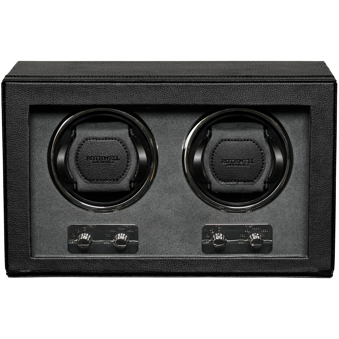ROTHWELL Double Watch Winder for Automatic Watches with Quiet Motor with Multiple Speeds and Rotation Settings (Black/Grey)