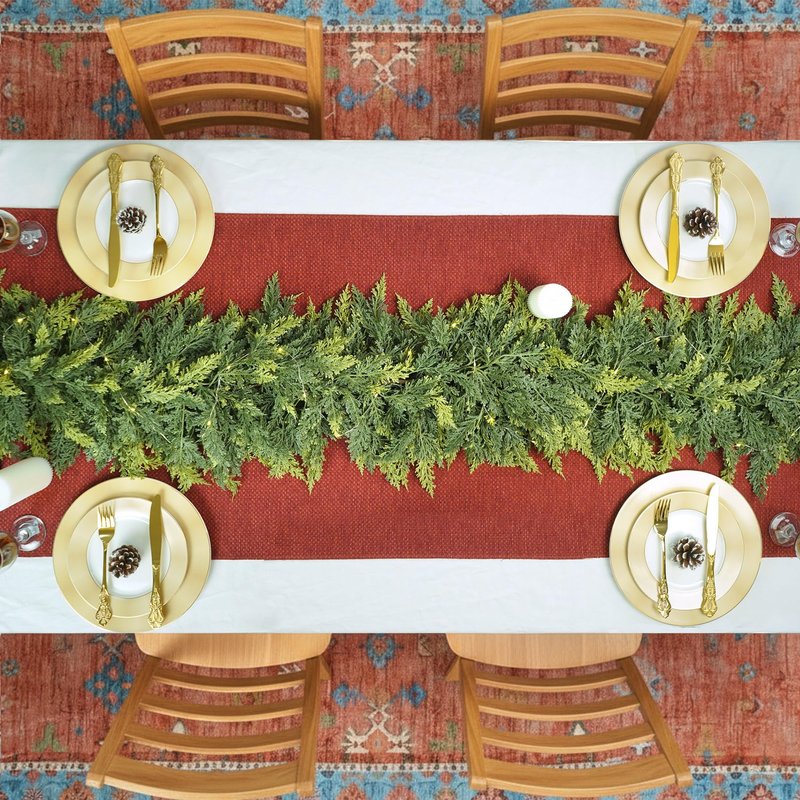 F.ZEGAO 6FT Christmas Cedar Garland Thick & Lush, Real Touch Faux Greenery Christmas Garland for Mantle, Fireplace, Porch, Outdoor & Indoor Holiday Decorations, Not Include Light String (1 Pcs)