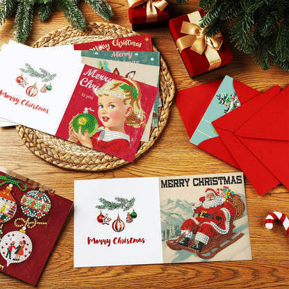 Colarr 18 Pcs Vintage Christmas Diamond Painting Greeting Card with Envelopes 5d DIY Diamond Art Snowman Santa Cards for Adults Craft Family Birthday Gifts Including 3 Pen 1 Tray 1 Sticky Wax