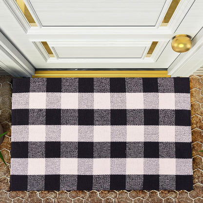 RAJRANG Buffalo Plaid Rug, 23.6 x 35.4 Inches, Cotton Washable Door Mat, Checkered Indoor Outdoor Decor